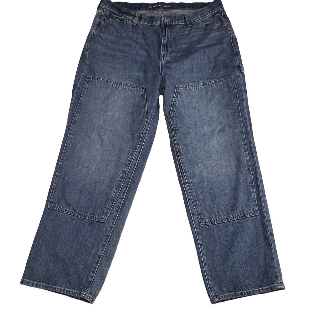 Old Navy OG Loose Jeans Women Size 18 High Rise Carpenter Blue Denim Slim Smooth
